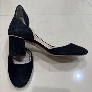 Cole Haan LAREE HALF D'ORSAY PUMP BLACK SUEDE - 8B